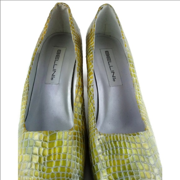 BELLINI GREEN/GOLD CROC EMBOSSED SQUARE TOE HEEL - Picture 4 of 6